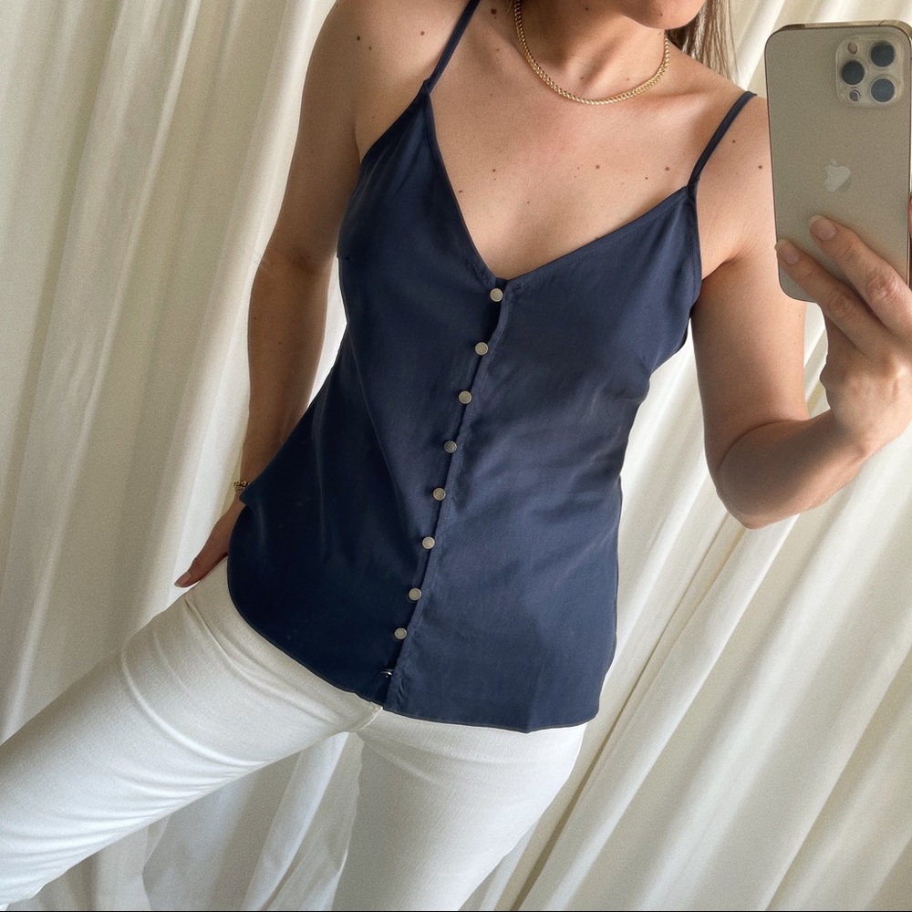 The Riviera Button-Up Cami Top — Navy